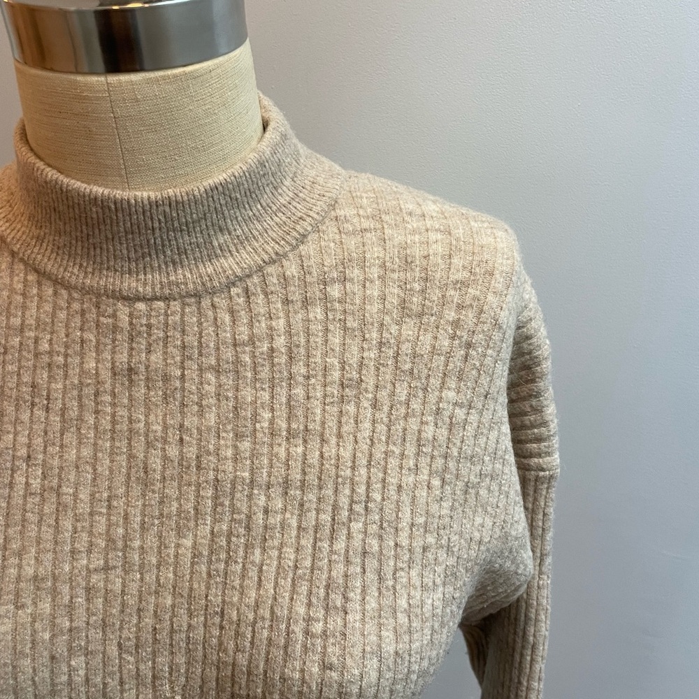 Club Monaco Mock Neck Cropped Oatmeal Sweater